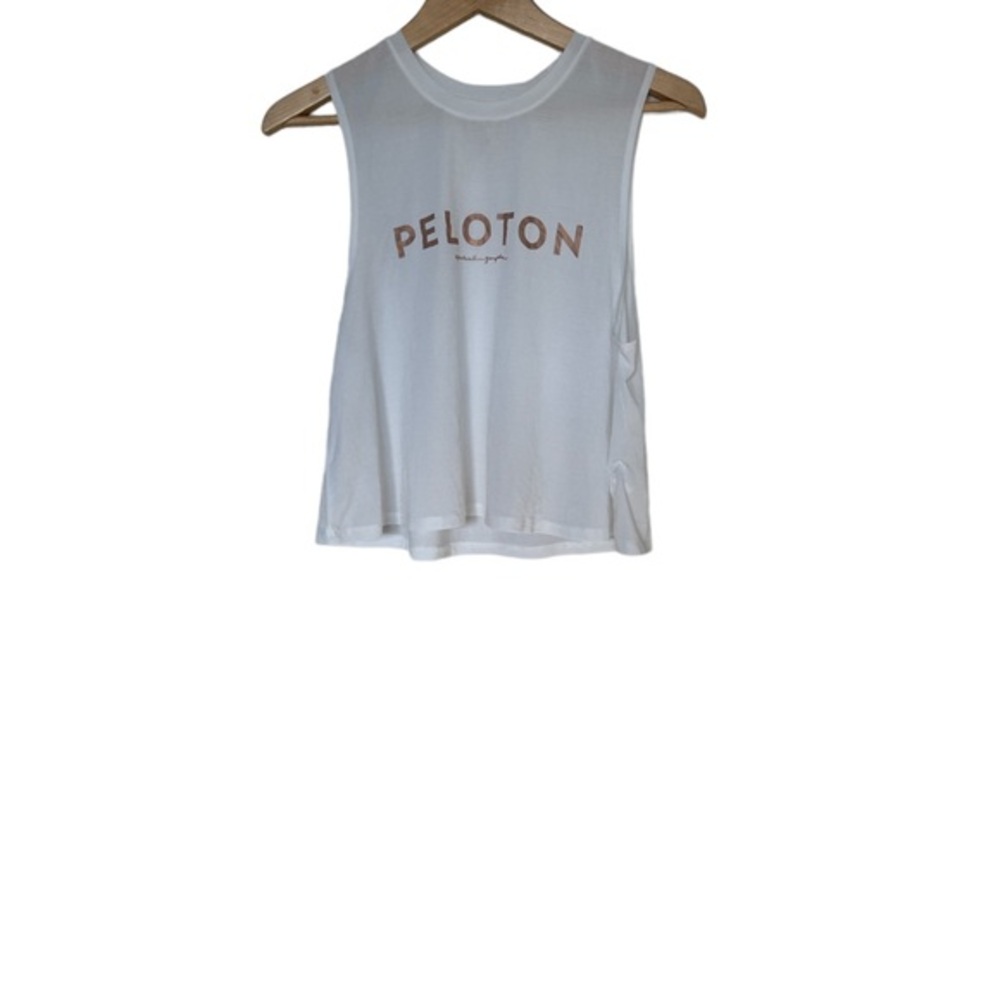 Peloton x‎ Spiritual Gangster White Rose Gold Text Tank Large